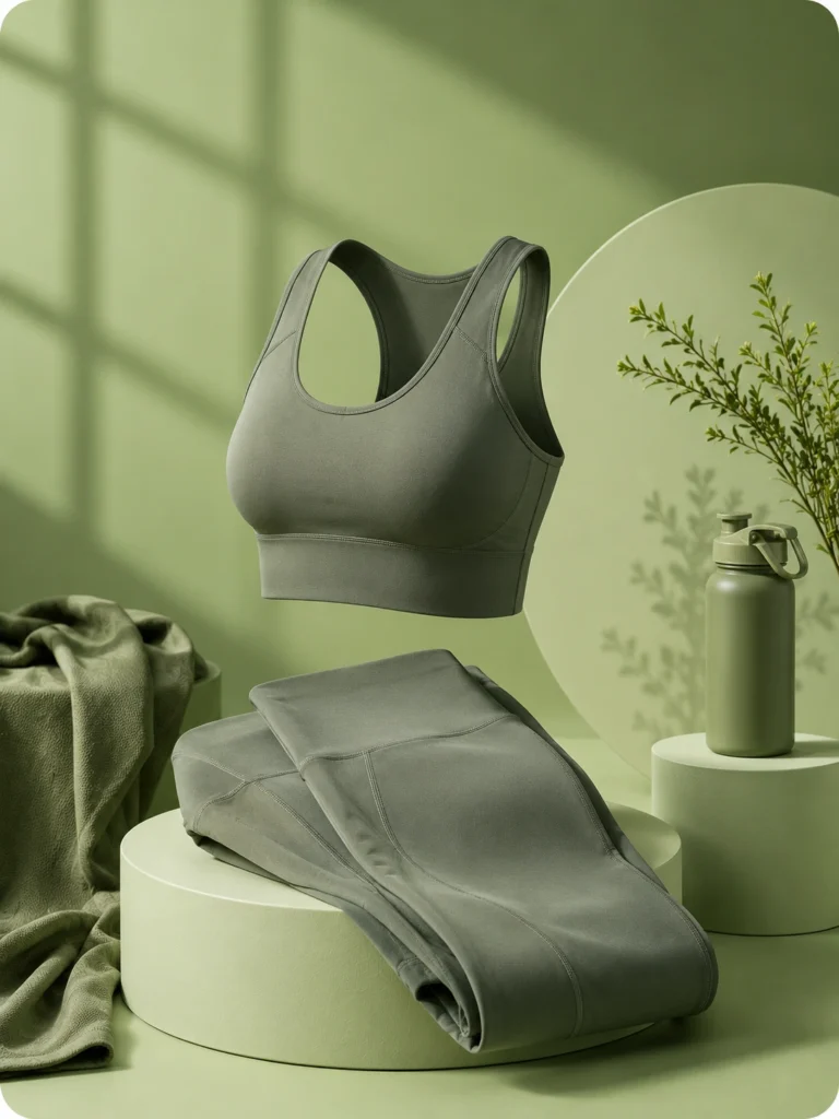Woman in sports bra and leggings in a modern gym